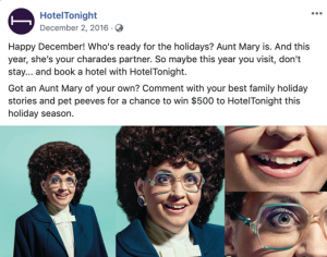 HotelTonight's visit don't stay campaign social media post